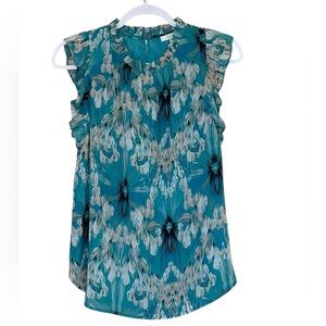 Jade Melody Tam Ruffled Sleeves Floral Print Shirt Size S